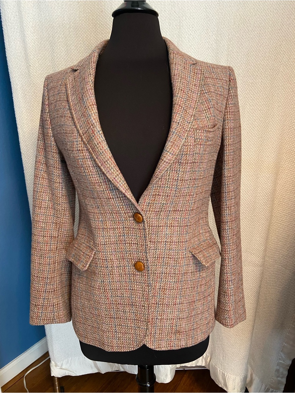 Tailored Brown 100% Wool Tweed Blazer Jacket